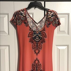 Bailey Blue Vibrant Coral and Navy Dress